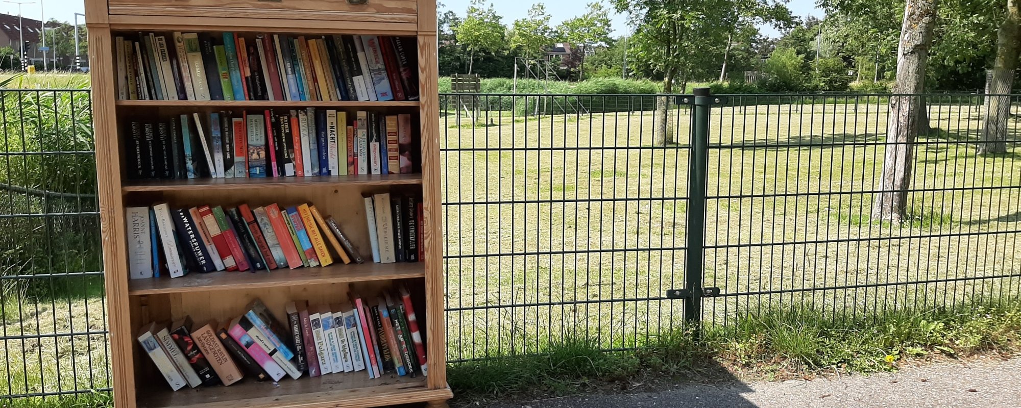 Buurtbieb. Een kast met boeken.